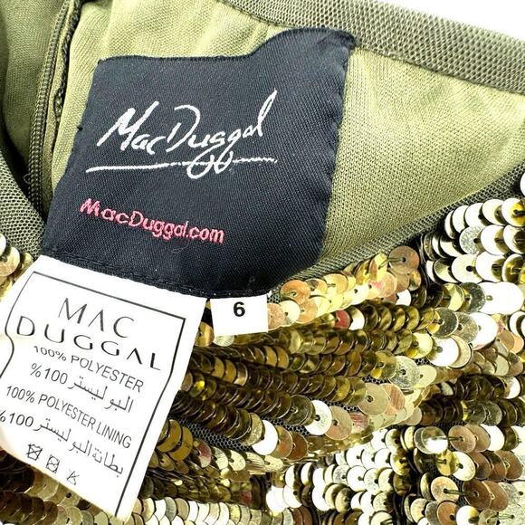 Mac Duggal Embellished Cap Sleeve Cowl Neck Trumpet Gown Golden Size 6 NWT - Picture 12 of 12